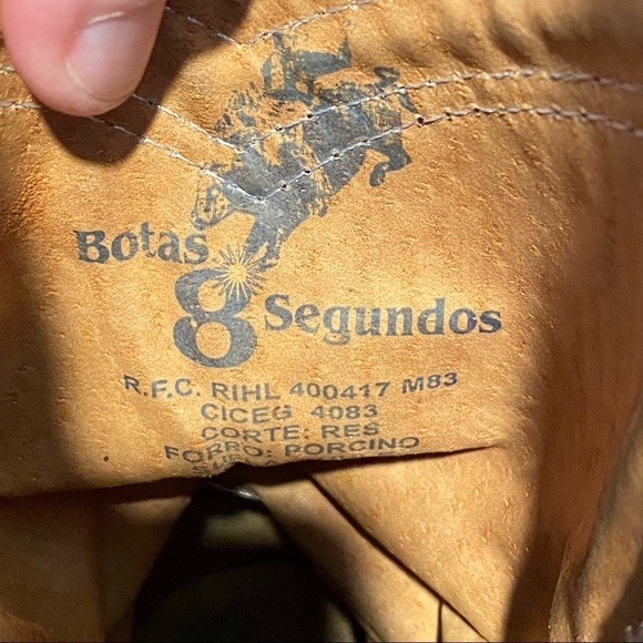 Botas 8 Segundo Leather Western Cowboy Boots US Size 9.5 - Picture 8 of 9